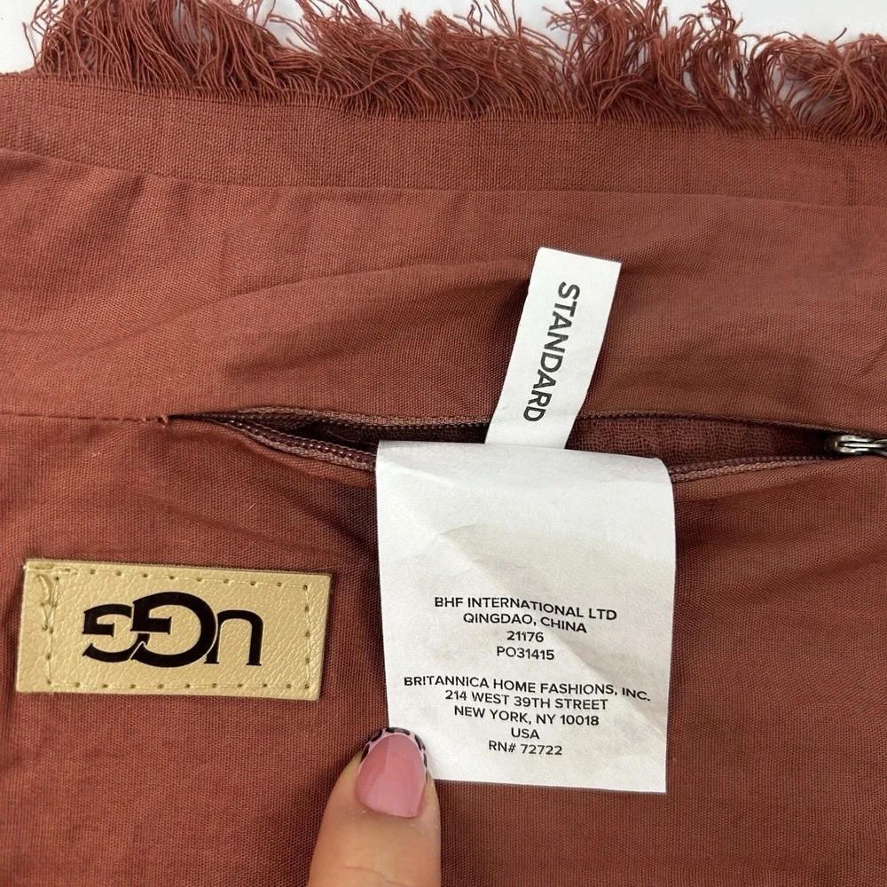 UGG Standard Mauve Pink 100% Cotton Rustic Flange Edge Pillow Shams Set